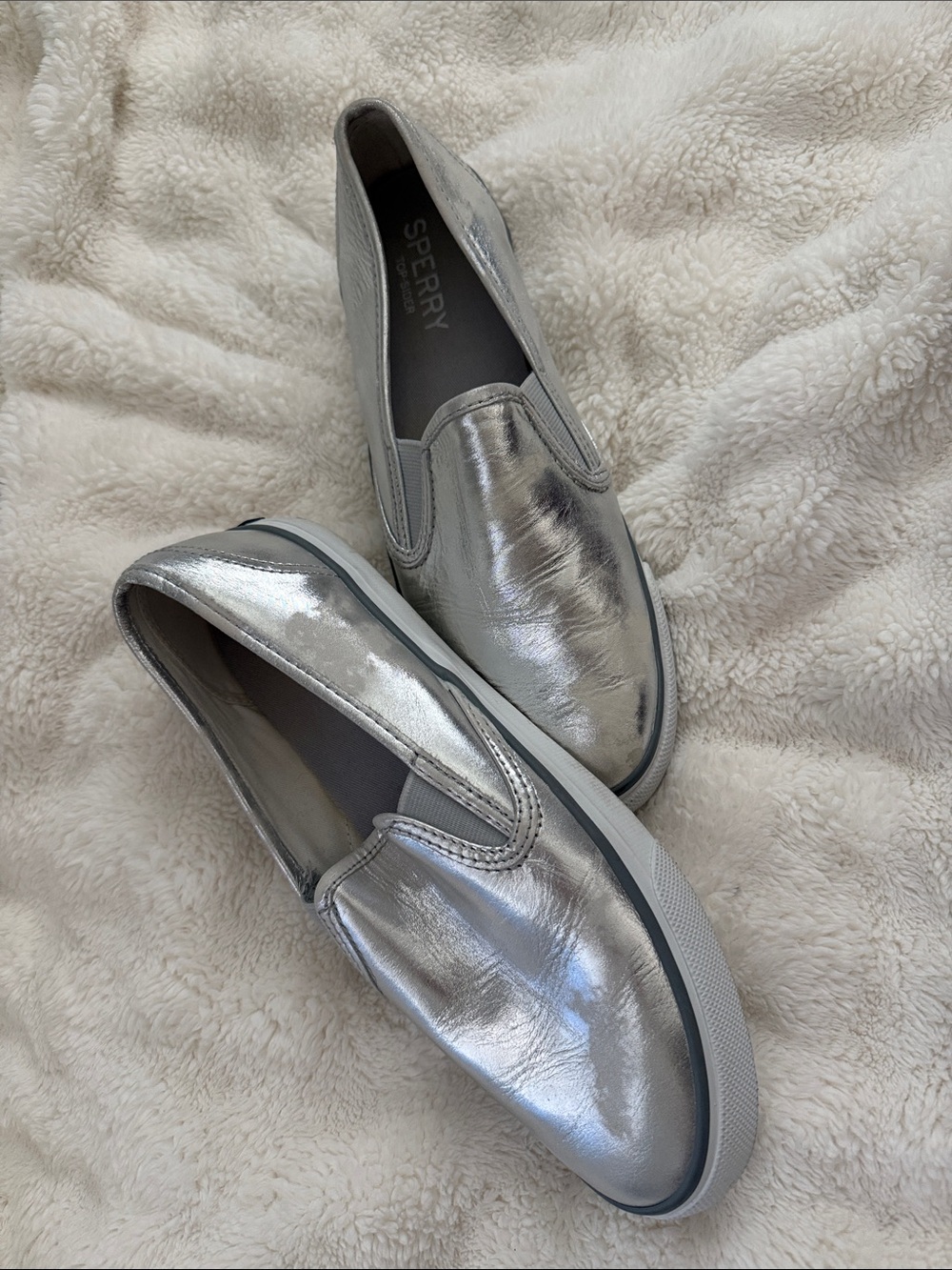 Sperry Women's Metallic Silver Slip-On Sneakers
